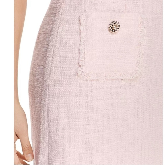 NWT Karl Langerfeld Paris Sleeveless Tonal Tweed Pink Sheath Women’s Dress Sz 8 - Picture 11 of 16